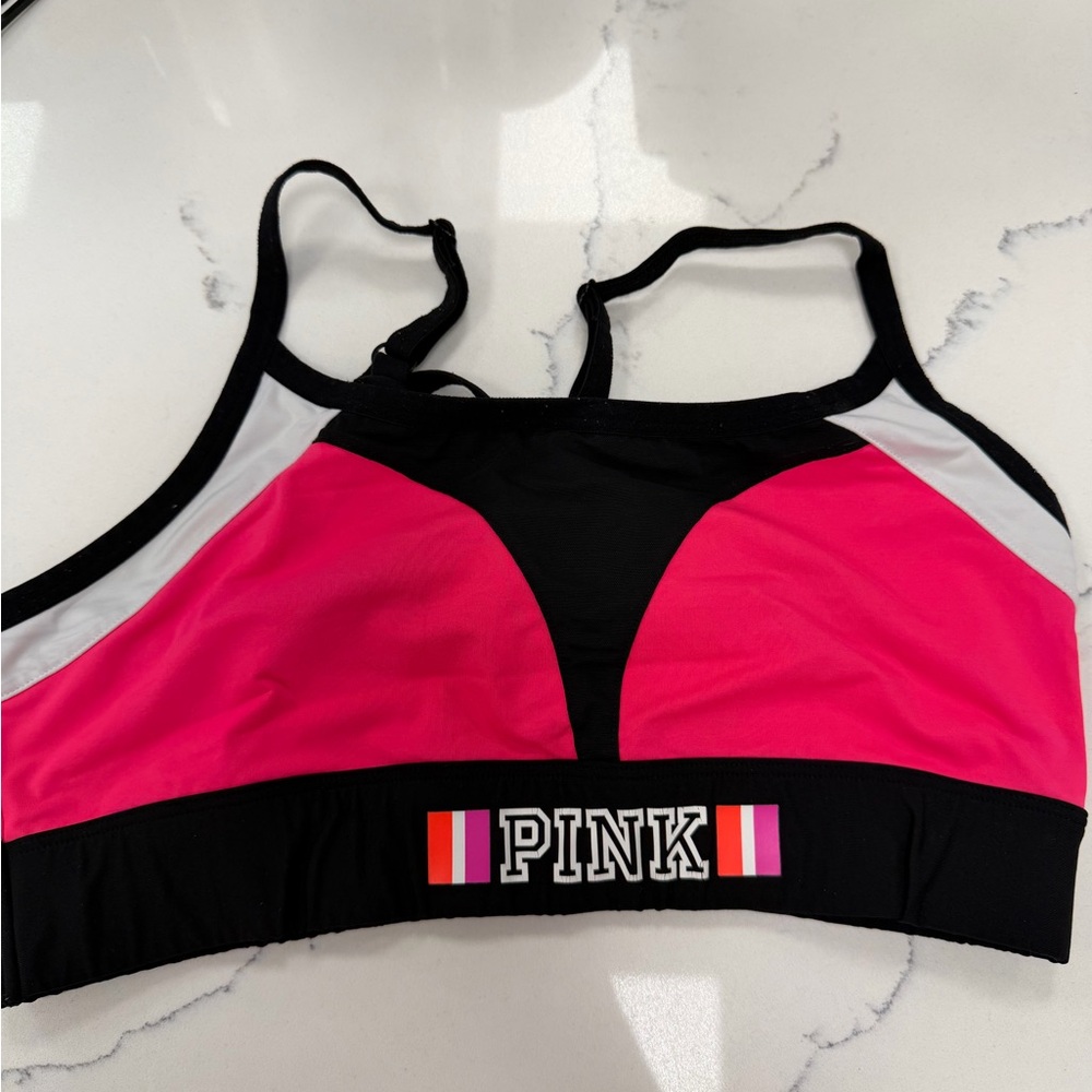 Victoria's Secret Black and Pink Activewear Top